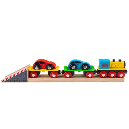 Nákladní vlak s auty a kolejem | Bigjigs Rail