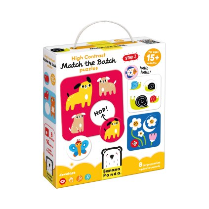 Vysokokontrastní puzzle – Najdi správnou partu 15m+ | Banana Panda