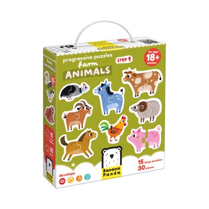 Zvířátka z farmy - progresivní puzzle 18m+ | Banana Panda