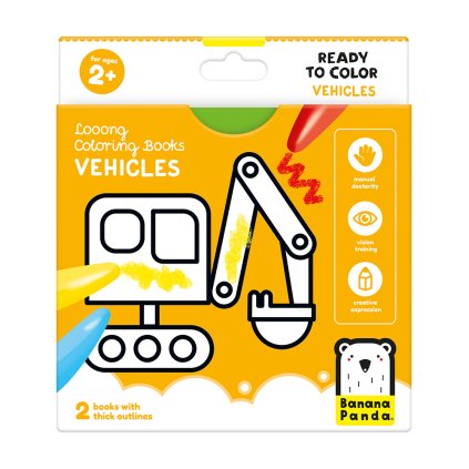 Looong Coloring Books: Ready to Color Vehicles 2+ | Banana Panda