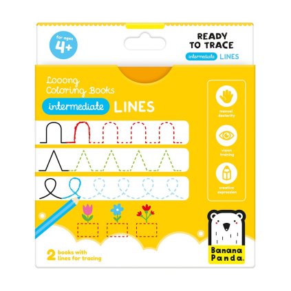Looong Coloring Books: Ready to Trace Intermediate Lines 4+ | Banana Panda