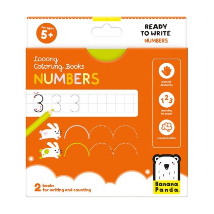 Looong Coloring Books: Ready to Write Numbers 5+ | Banana Panda
