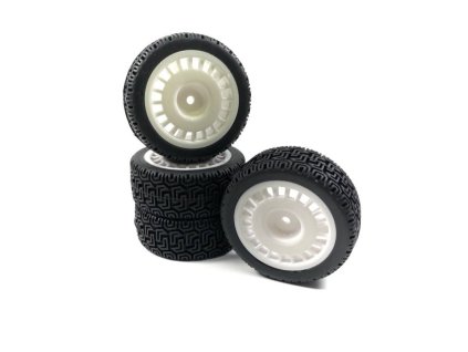 Neumáticos deportivos Rally Winded Design 1:10 con llantas, set de 4, blancos