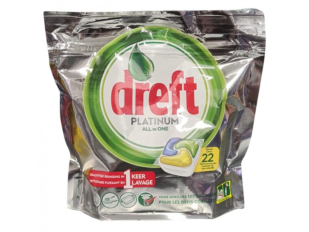 Dreft Platinum All in one Lemon tablety do myčky 22 dávek 328g
