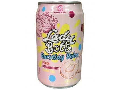 Lady Boba Bursting Boba Bubble Tea Peach Strawberry 320ml