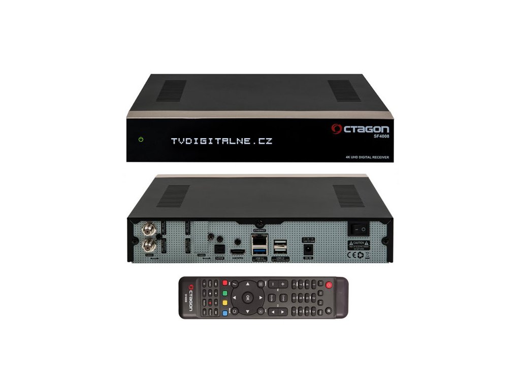 Octagon SF4008 UHD 4K (2x DVB-S2X + 1x DVB-C/T2)  + Konfigurace linuxového přijímače ZDARMA !