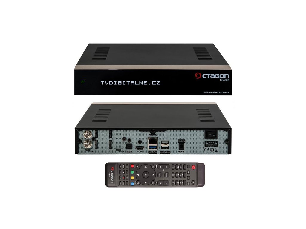 Octagon SF4008 UHD 4K (2x DVB-C/T2 + 1x DVB-S2X)  + Konfigurace linuxového přijímače ZDARMA !