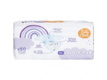 Baby Charm jednorázové plenky Super Dry Flex Newborn 2-5 kg, 50 ks