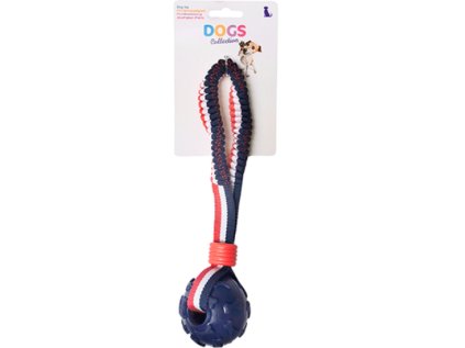 Hračka pro psa s míčkem a elastickým páskem, 27 cm
