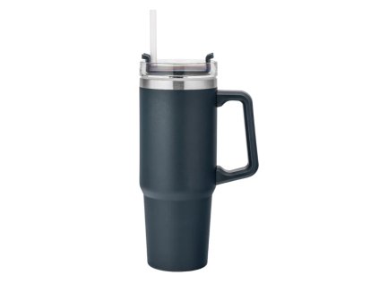 Nerezový termohrnek s rukojetí a brčkem, 880 ml, modrý