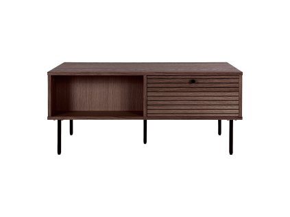Konferenční stolek Kyoto - Konferenční stolek, 2 zásuvky, dubová dýha, přírodní, černé kovové nohy 50x100x45 cm (Barva přírodní)