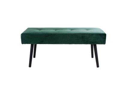 Skiby Bench - Lavice, samet, tmavě zelená, černé nohy 100x35x44 cm, HN1206 (Barva zelená)