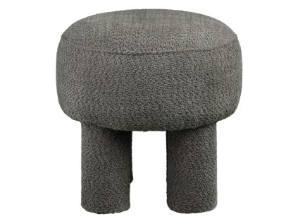 Puf z textilie bouclé, šedý, ø43x43 cm, Canberra (Barva tmavě šedá)