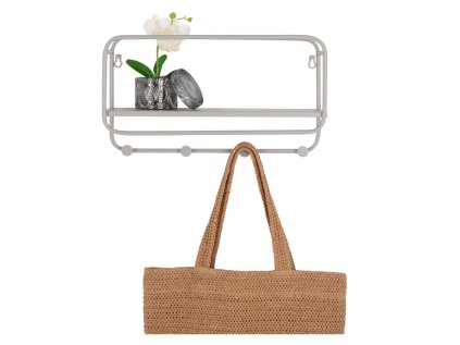 20265 20265 20265 nastenny vesak s polickou kov seda 45x15x25 cm feira