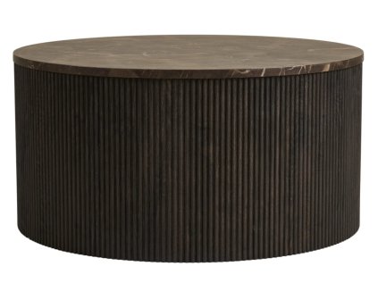 Konferenční stolek, imitace mramoru, tmavě hnědá, ø80x40 cm, Rota