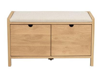 121062 a Hillmond bench w drawers Beige fabric whitewashed oak