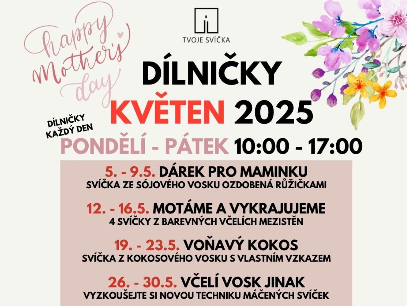 Téma dílniček na KVĚTEN