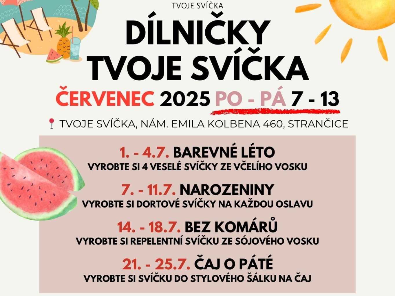 Kreativní dílničky v červenci