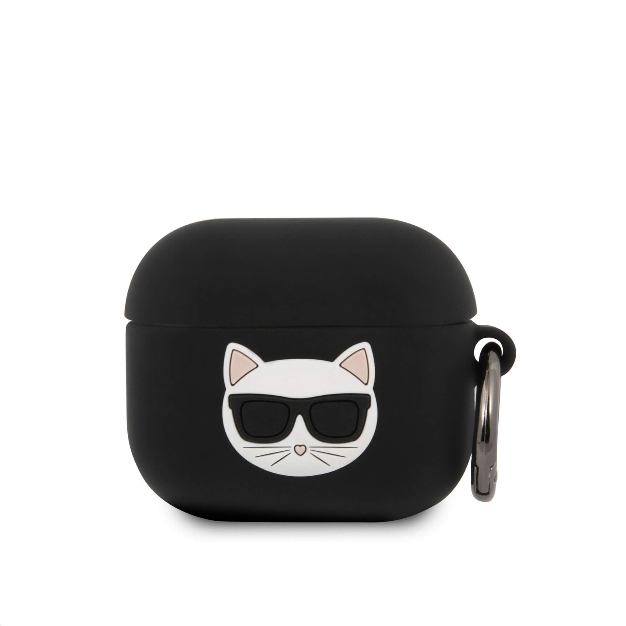 Karl Lagerfeld Choupette Head Silikonové Pouzdro pro Airpods Black