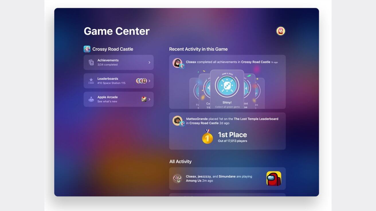 Aplikácia game center na Mac OS Ventura