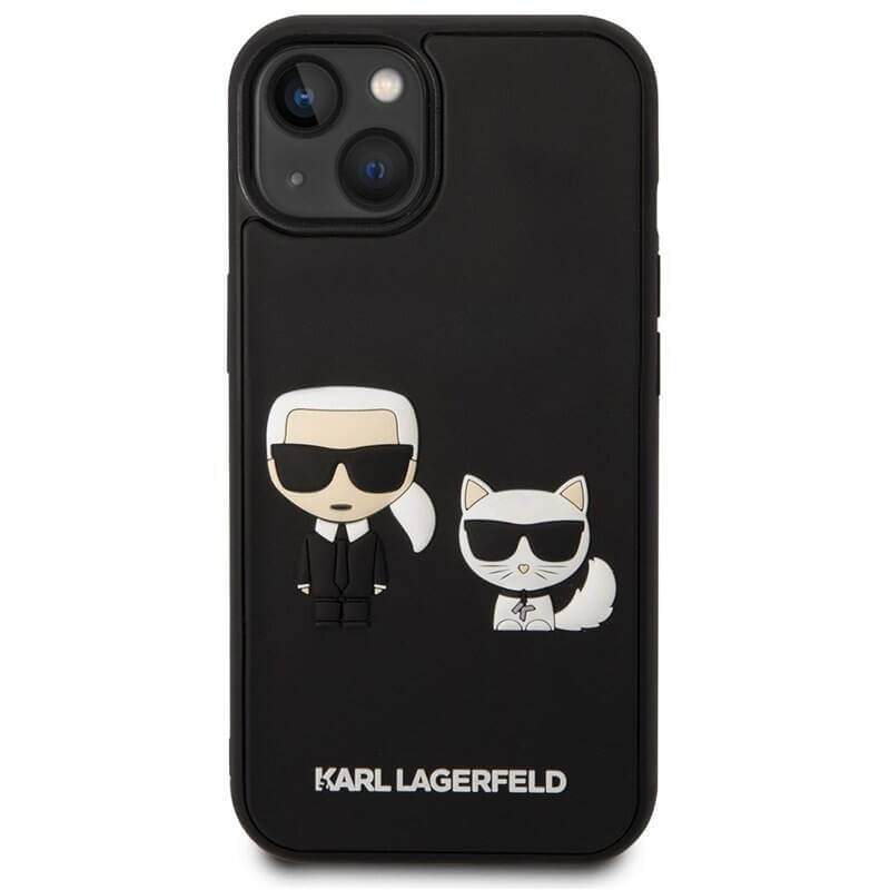Zadné púzdro Karl Lagerfeld and Choupette 3D iPhone 14 - čierne