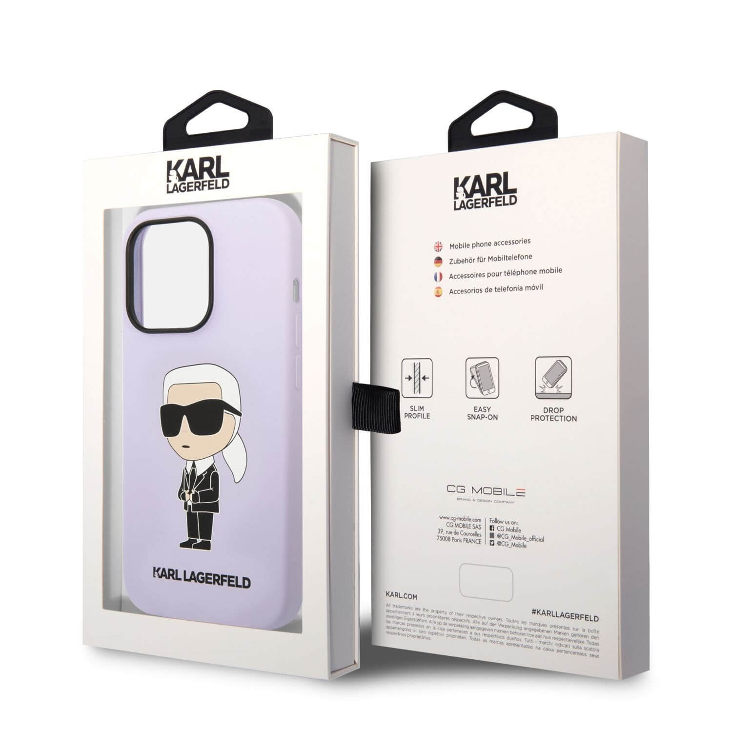 Zadné púzdro Karl Lagerfeld Liquid Silicone Ikonik NFT iPhone 14 PRO - fialová