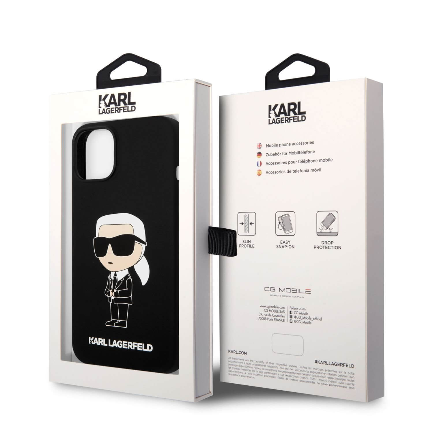 Zadné púzdro Karl Lagerfeld Liquid Silicone Ikonik NFT iPhone 14 - čierna