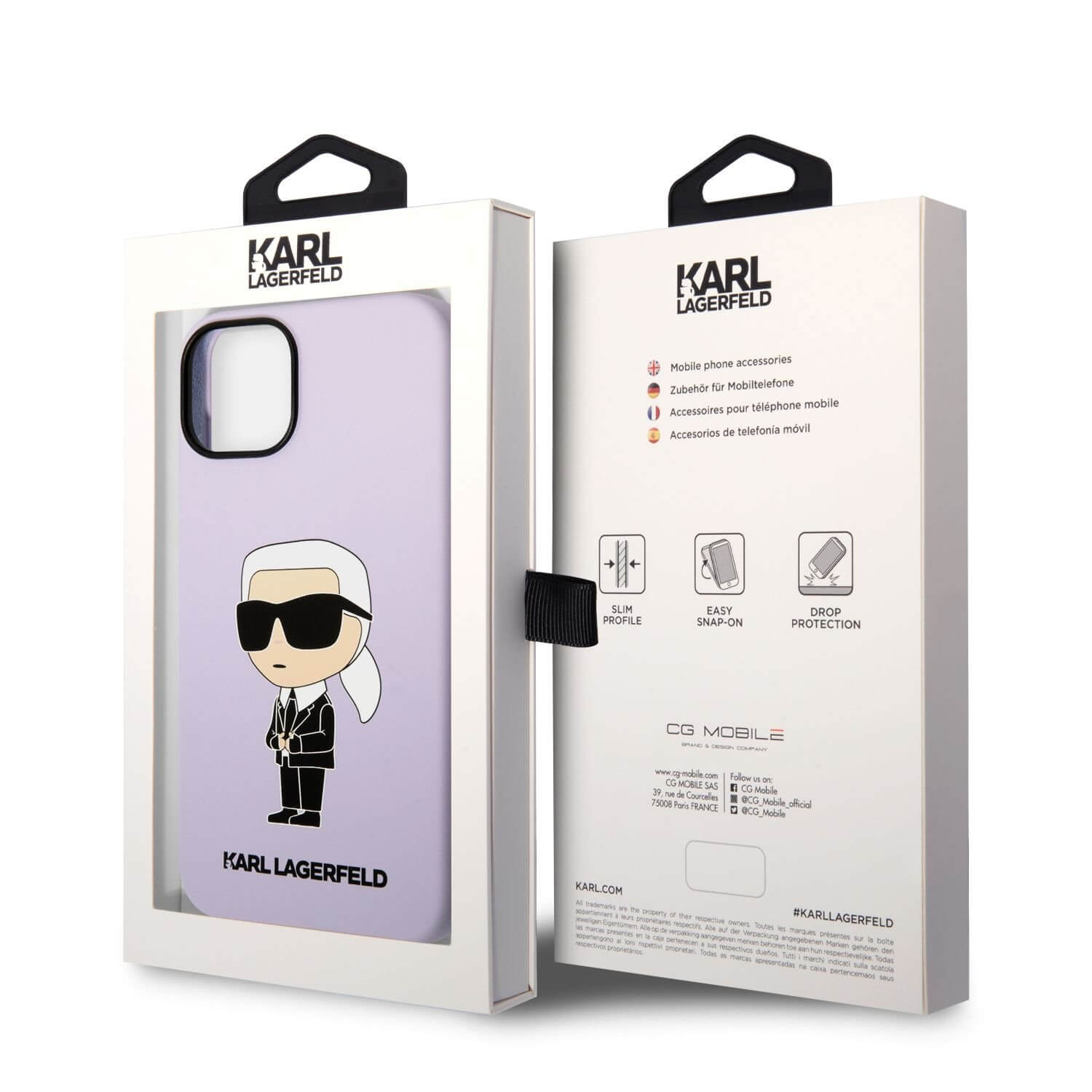 Ochranné púzdro Karl Lagerfeld Liquid Silicone Ikonik NFT iPhone 14 - fialová