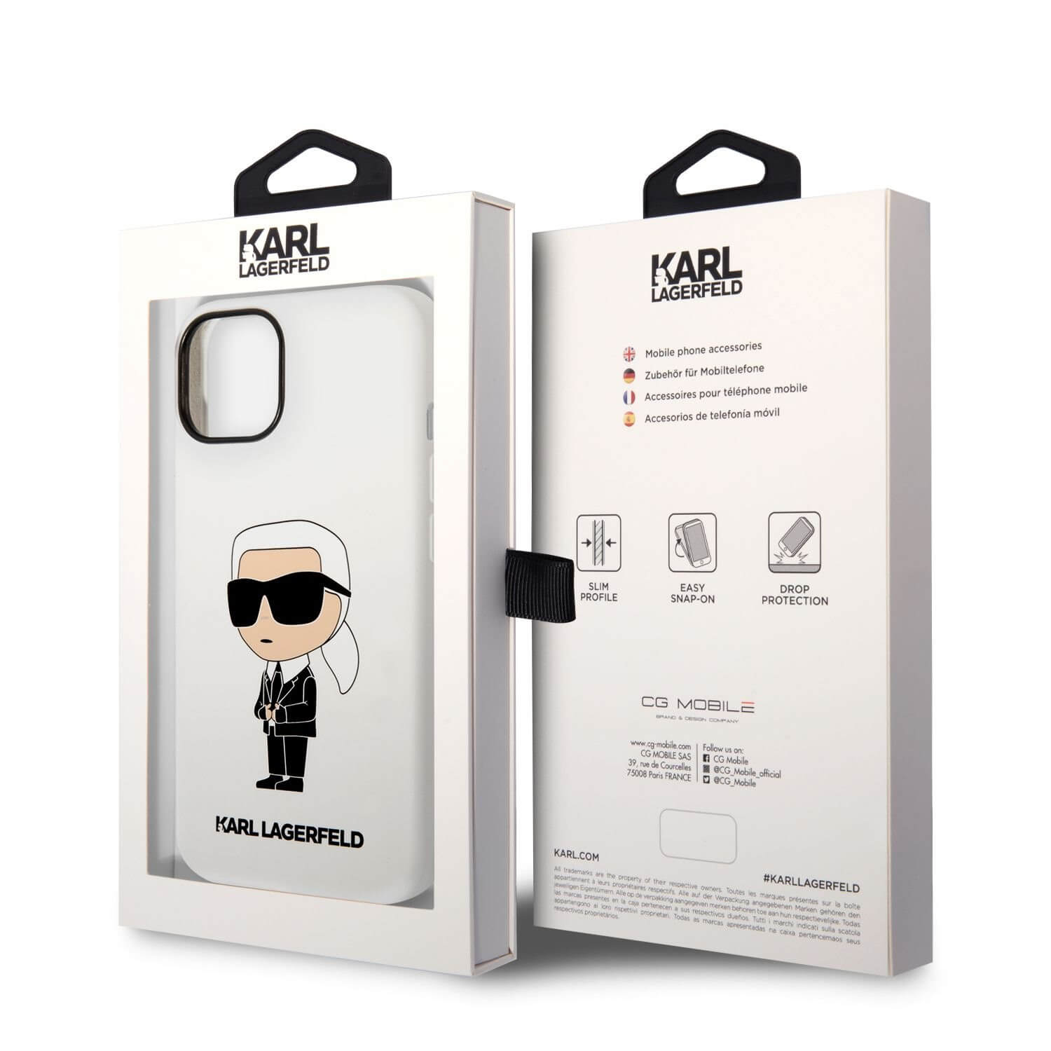 Ochranné púzdro Karl Lagerfeld Liquid Silicone Ikonik NFT iPhone 14 - biela