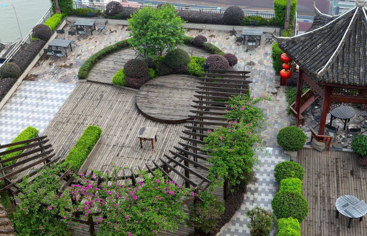 Japonská záhrada zhora. 