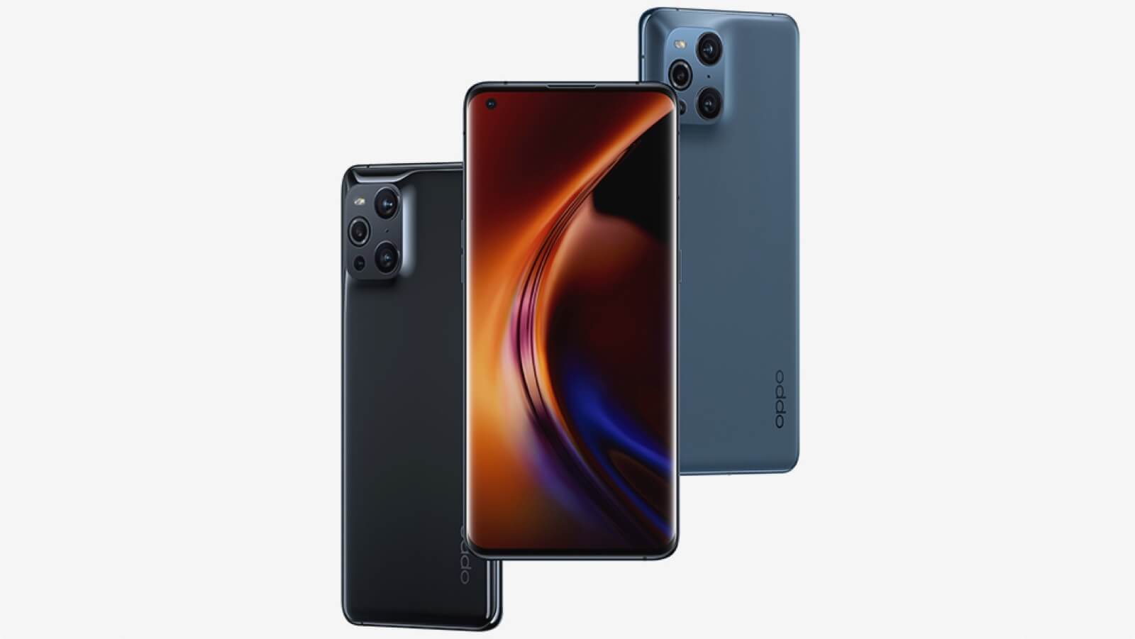 Telefón Oppo Find N3 vyobrazený 3x z oboch strán. 