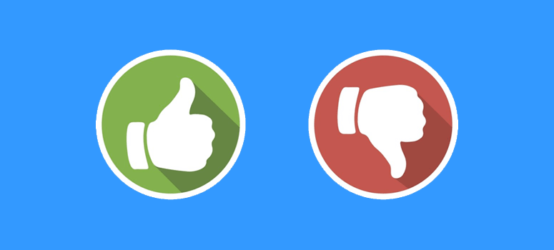 Dve logá znázorňujúce palec hore a palec dole. 