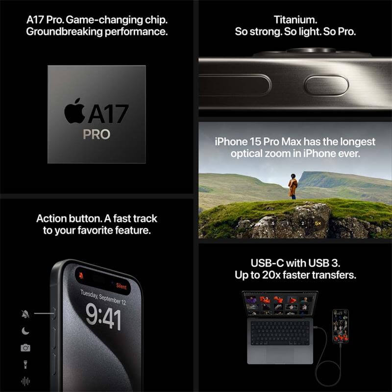 Apple iPhone 15 PRO MAX titánová biela vlastnosti