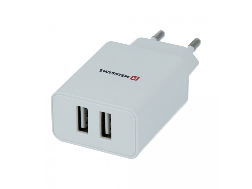 Sieťový adaptér Swissten SMART IC 2x USB 2,1A POWER - biely (ECO)