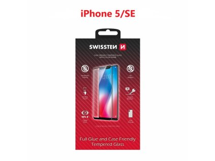 Ochranné tvrdené sklo Swissten 3D Apple iPhone 5/SE - čierny rámik