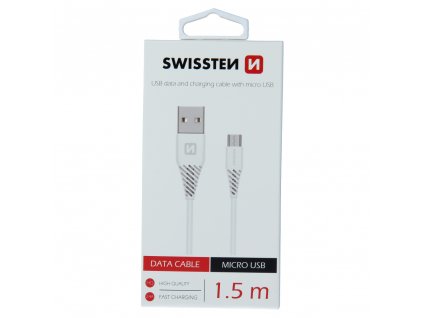 Dátový kábel Swissten USB / MICRO USB 1,5 M - biely (6,5mm)