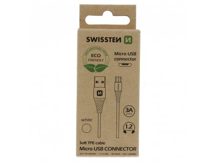 Dátový kábel Swissten USB/MICRO USB - biely 1,2M (ECO)