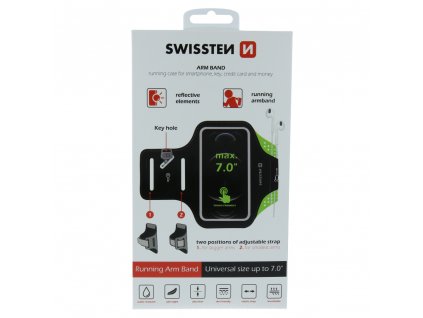 Športové púzdro na telefón Swissten ARMBAND CASE vel. 7,0" - čierne