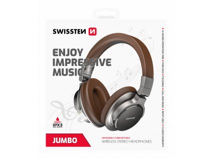Bluetooth stereo slúchadlá Swissten JUMBO - Strieborno-hnedé