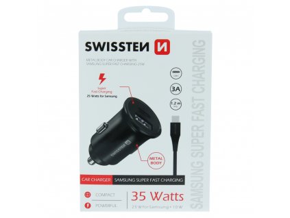 Adaptér Swissten CL SAMSUNG SUPER FAST CHARGING 25W + KABEL USB-C/USB-C 1,2 M - čierny