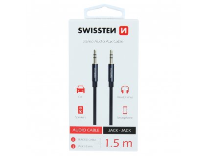 Audio kábel Swissten  Jack/ Jack 1,5m - čierny