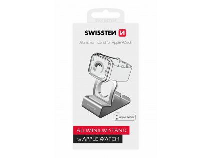 Hliníkový stojan Swissten pre Apple Watch - strieborný