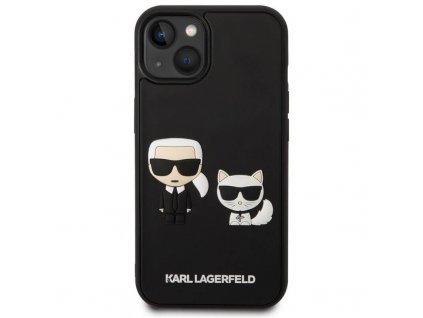 Púzdro Karl Lagerfeld and Choupette 3D iPhone 14 čierne
