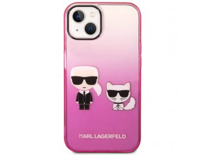 púzdro Karl Lagerfeld Gradient Karl and Choupette iPhone 14 pink