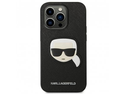 púzdro Karl Lagerfeld PU Saffiano Karl Head iPhone 14 black z predu