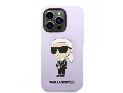 púzdro Karl Lagerfeld Liquid Silicone Ikonik NFT iPhone 14 PRO fialová zo zadu