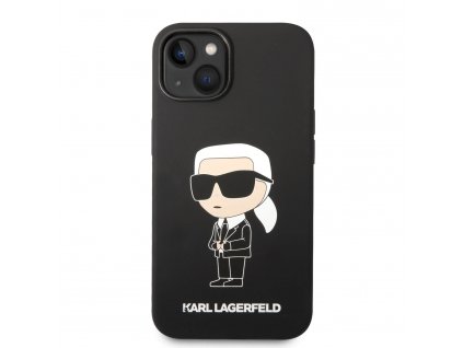 Zadné púzdro Karl Lagerfeld Liquid Silicone Ikonik NFT iPhone 14 čierna zo zadu