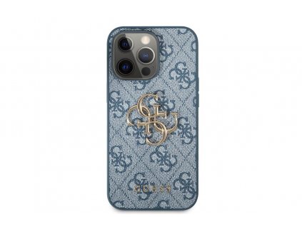 Guess PU 4G Metal Logo Zadní Kryt pro iPhone 13 Blue