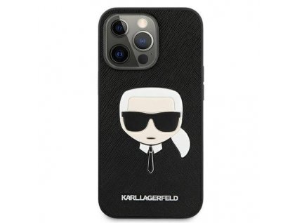 Ochranný obal Karl Lagerfeld Saffiano Karl Head iPhone 13 mini čierna