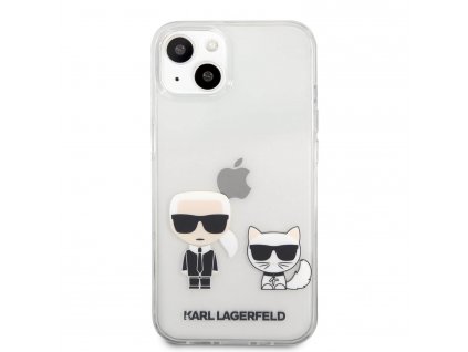 Ochranný obal Karl Lagerfeld Ikonik Karl and Choupette iPhone 13 mini transparentný